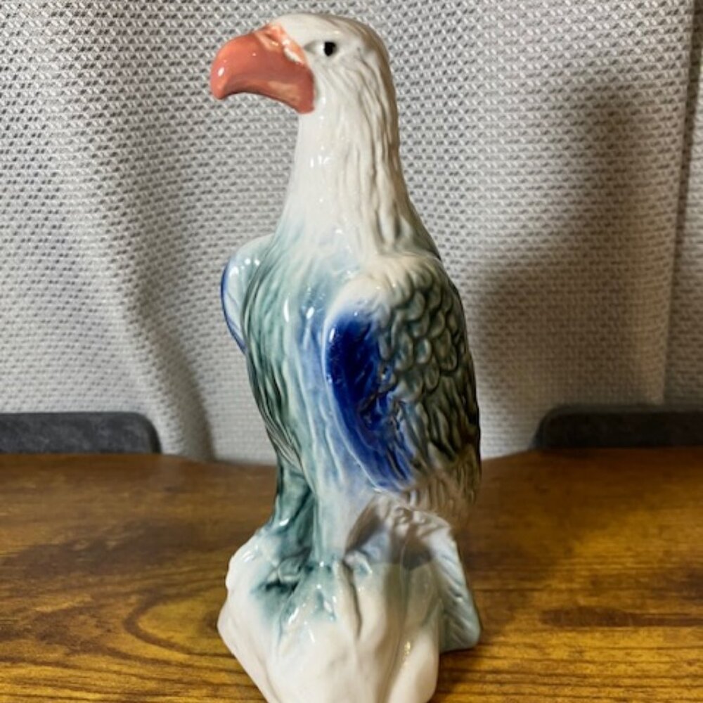 Cobalt‎ Blue & White Ceramic Eagle Figurine Made in Brazil 7.5"H